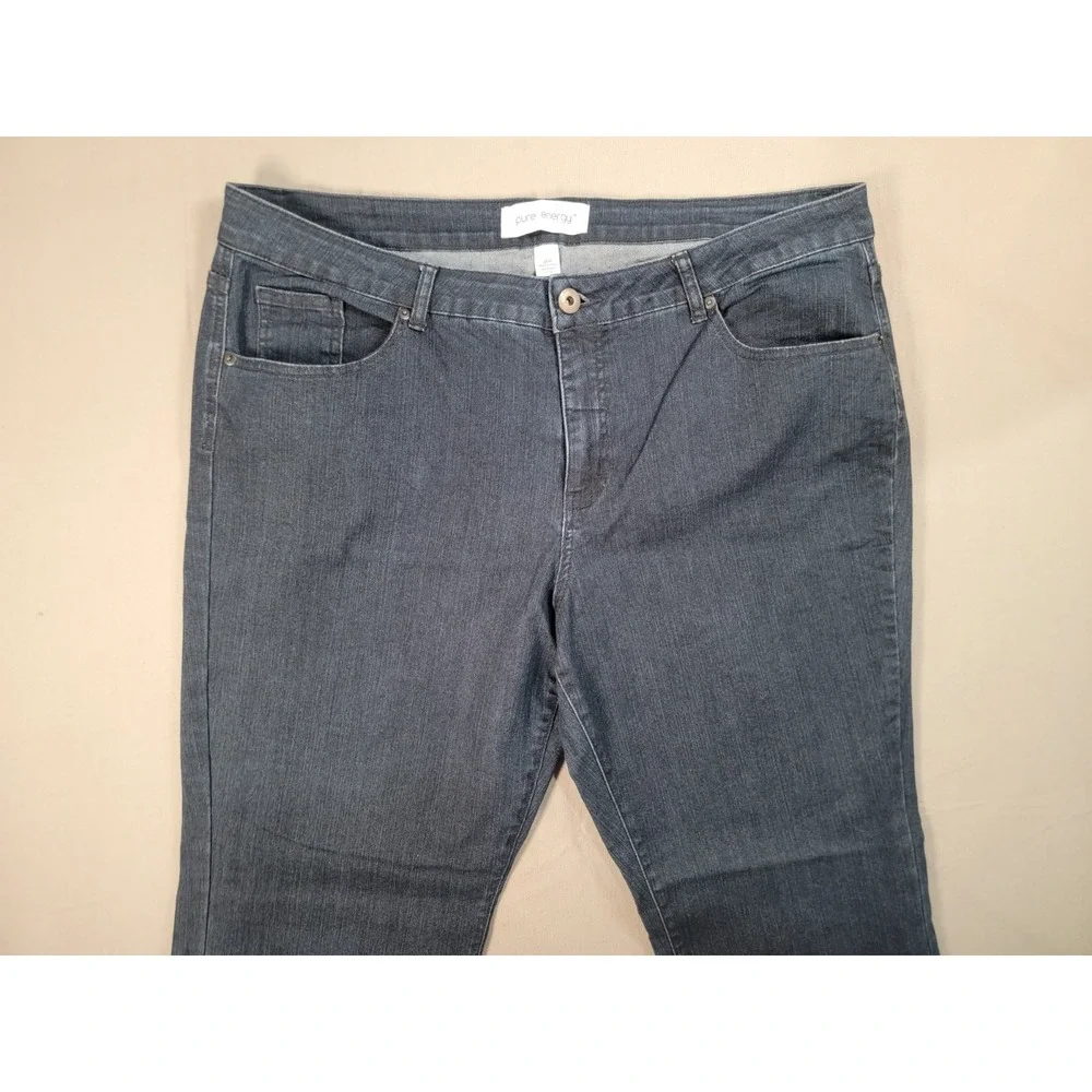 Pure Energy Straight Leg Jeans Womens 20W Dark Wash Blue 100% Cotton Denim